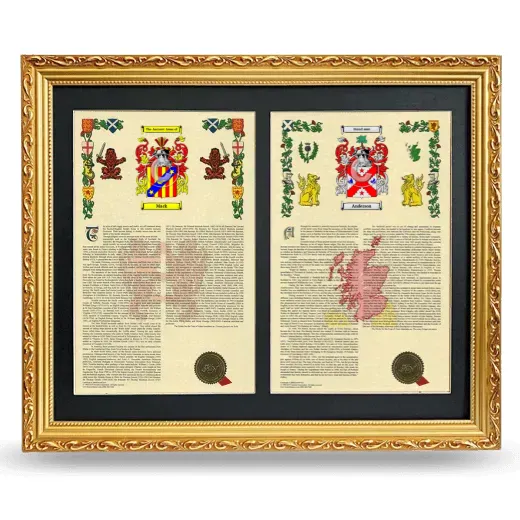 Double Armorial History Framed - Gold