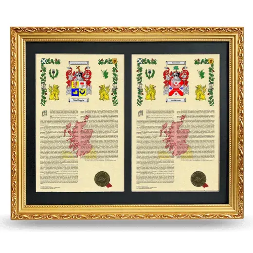 Double Armorial History Framed - Gold