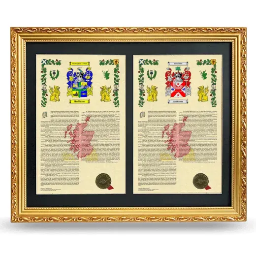 Double Armorial History Framed - Gold
