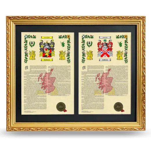 Double Armorial History Framed - Gold