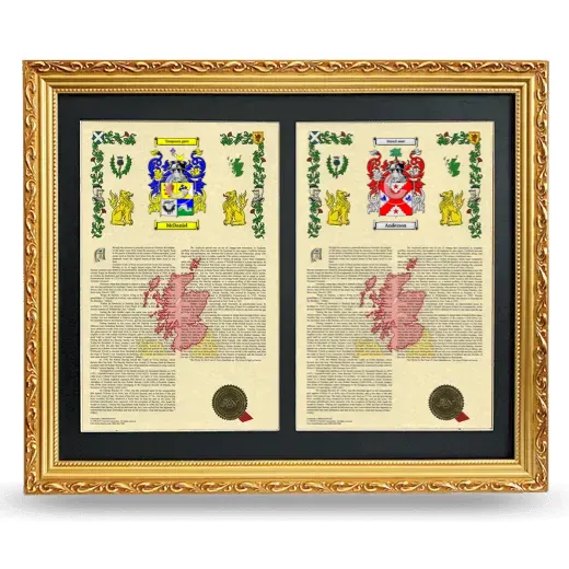 Double Armorial History Framed - Gold