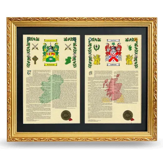 Double Armorial History Framed - Gold