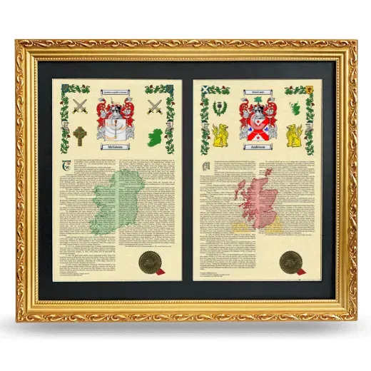 Double Armorial History Framed - Gold