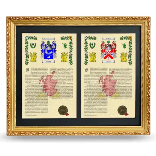 Double Armorial History Framed - Gold