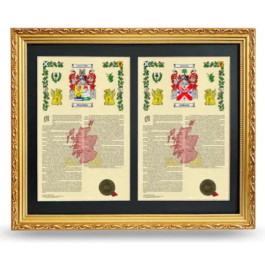 Double Armorial History Framed - Gold