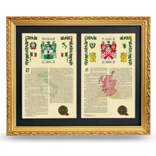 Double Armorial History Framed - Gold