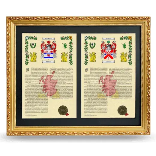 Double Armorial History Framed - Gold