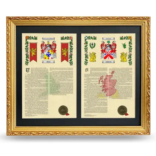 Double Armorial History Framed - Gold