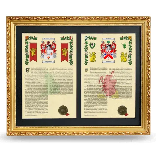 Double Armorial History Framed - Gold