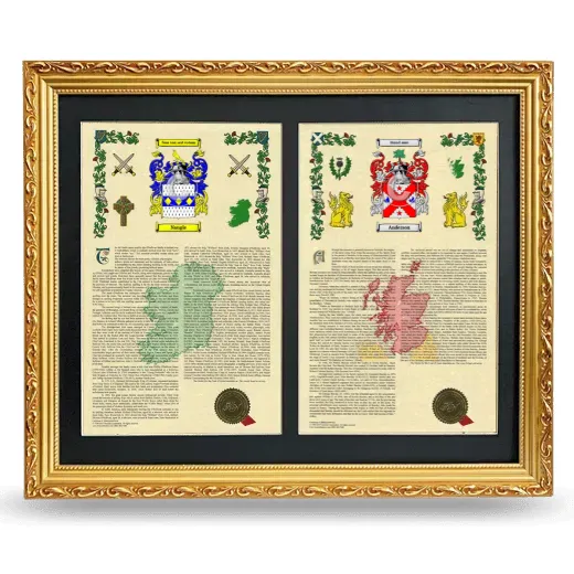 Double Armorial History Framed - Gold