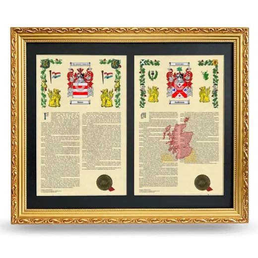 Double Armorial History Framed - Gold