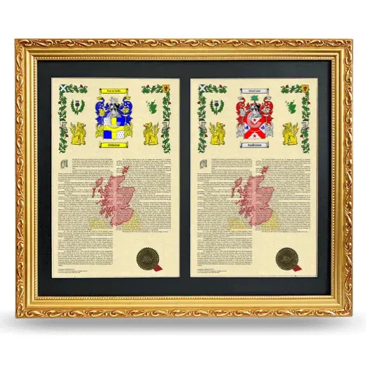 Double Armorial History Framed - Gold