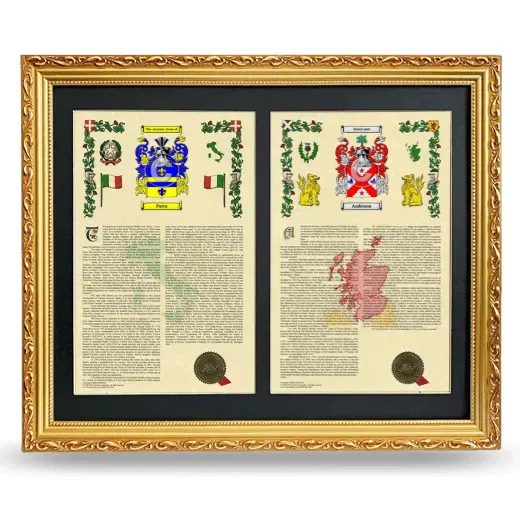 Double Armorial History Framed - Gold