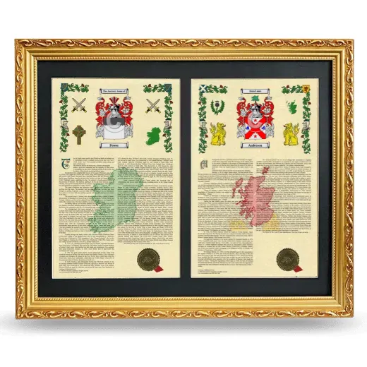 Double Armorial History Framed - Gold