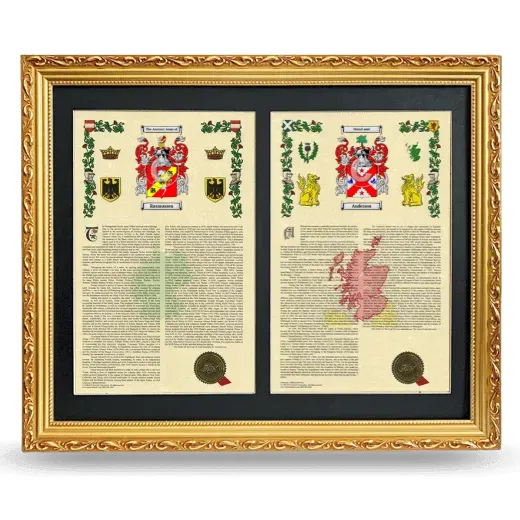 Double Armorial History Framed - Gold