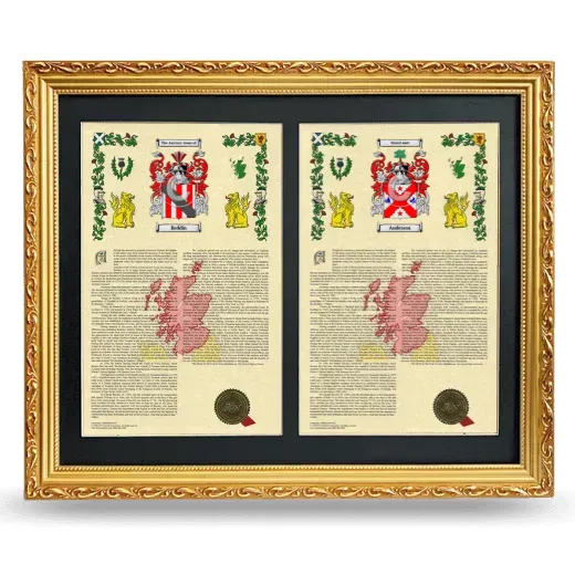 Double Armorial History Framed - Gold