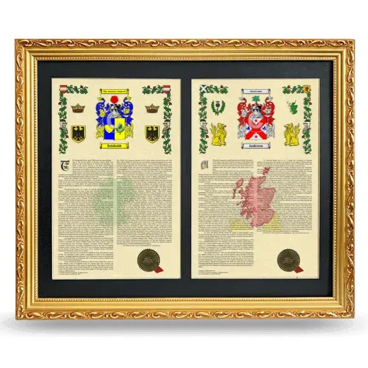 Double Armorial History Framed - Gold