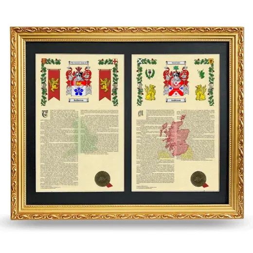 Double Armorial History Framed - Gold