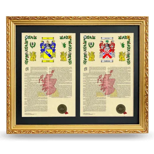 Double Armorial History Framed - Gold