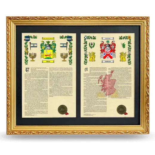 Double Armorial History Framed - Gold