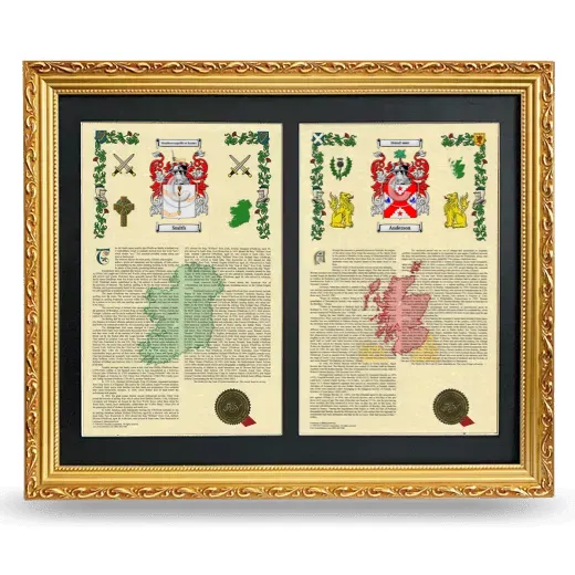 Double Armorial History Framed - Gold