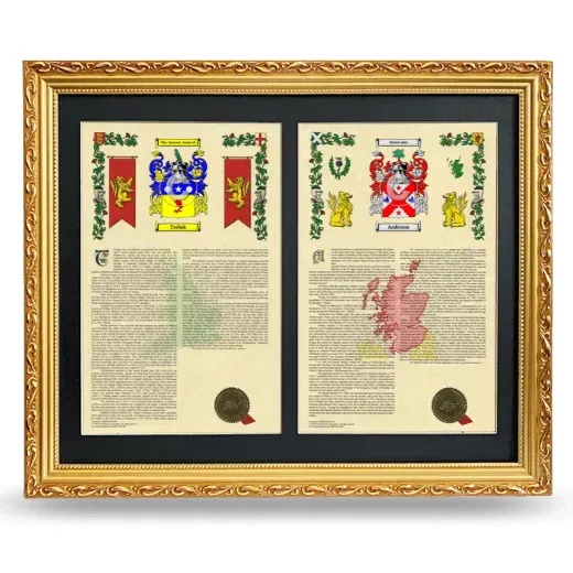 Double Armorial History Framed - Gold