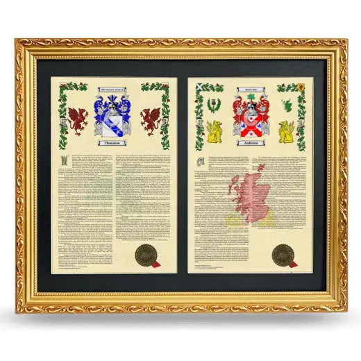 Double Armorial History Framed - Gold