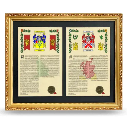 Double Armorial History Framed - Gold