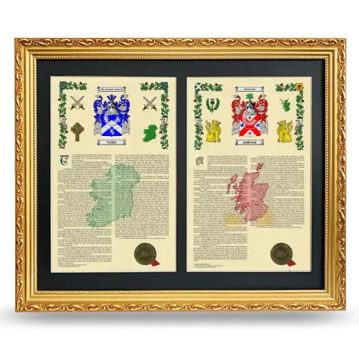 Double Armorial History Framed - Gold