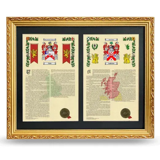 Double Armorial History Framed - Gold