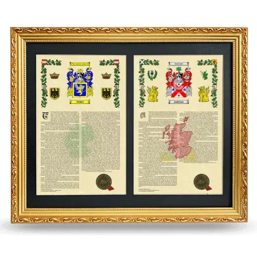 Double Armorial History Framed - Gold