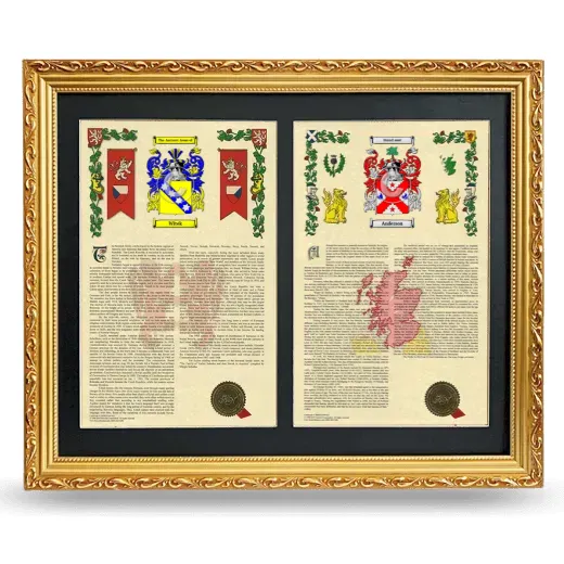Double Armorial History Framed - Gold