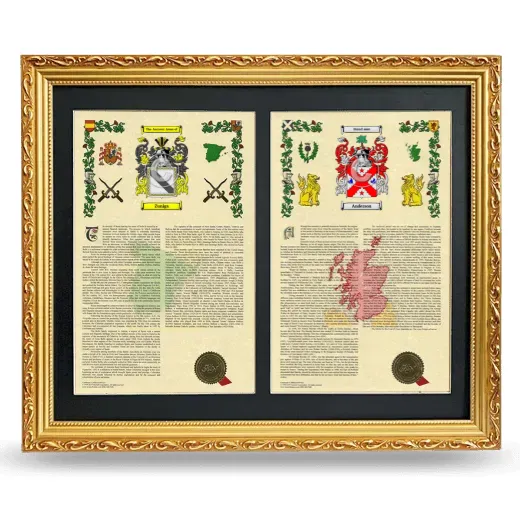 Double Armorial History Framed - Gold