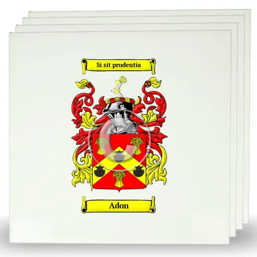 Adon Set of Four Large Tiles with Coat of Arms