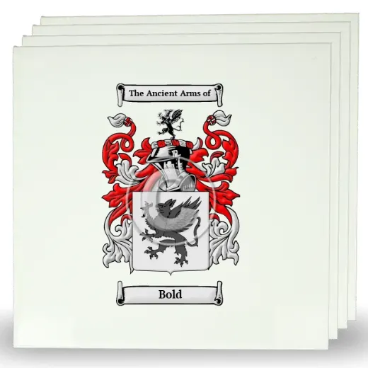 Bold Set of Four Large Tiles with Coat of Arms
