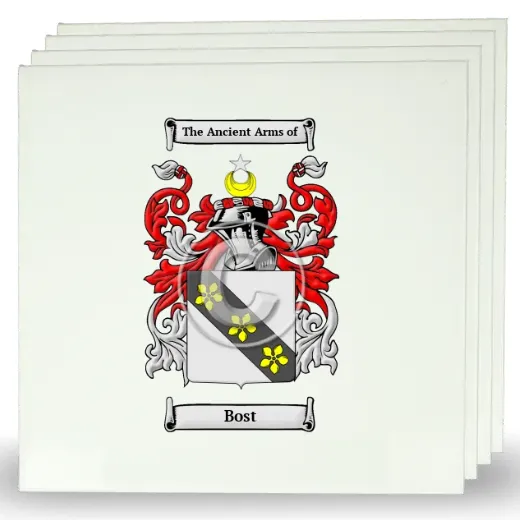 Bost Set of Four Large Tiles with Coat of Arms