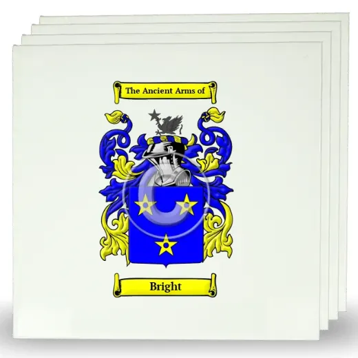 Bright Set of Four Large Tiles with Coat of Arms