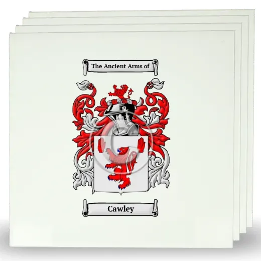 Cawley Set of Four Large Tiles with Coat of Arms