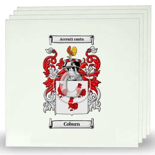 Coburn Set of Four Large Tiles with Coat of Arms