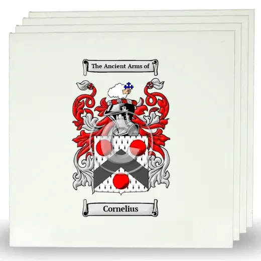 Cornelius Set of Four Large Tiles with Coat of Arms