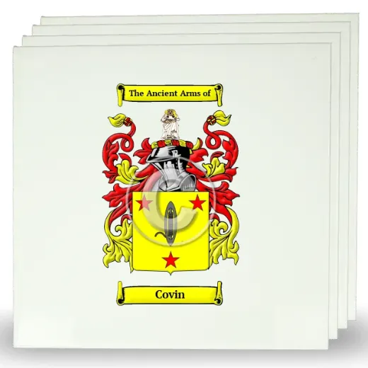Covin Set of Four Large Tiles with Coat of Arms