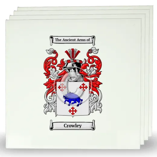Crowley Set of Four Large Tiles with Coat of Arms