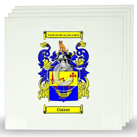 Curras Set of Four Large Tiles with Coat of Arms