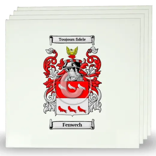Fenwech Set of Four Large Tiles with Coat of Arms