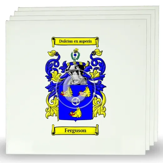 Ferguson Set of Four Large Tiles with Coat of Arms