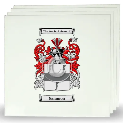 Gammon Set of Four Large Tiles with Coat of Arms