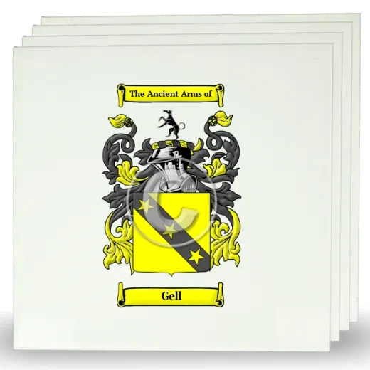 Gell Set of Four Large Tiles with Coat of Arms
