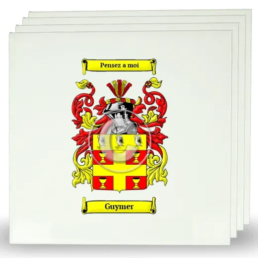 Guymer Set of Four Large Tiles with Coat of Arms