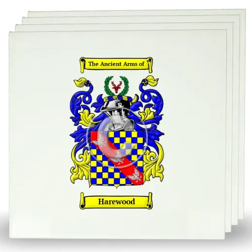 Harewood Set of Four Large Tiles with Coat of Arms
