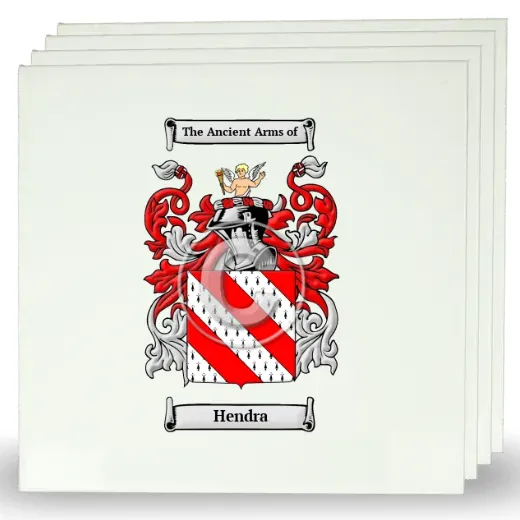 Hendra Set of Four Large Tiles with Coat of Arms